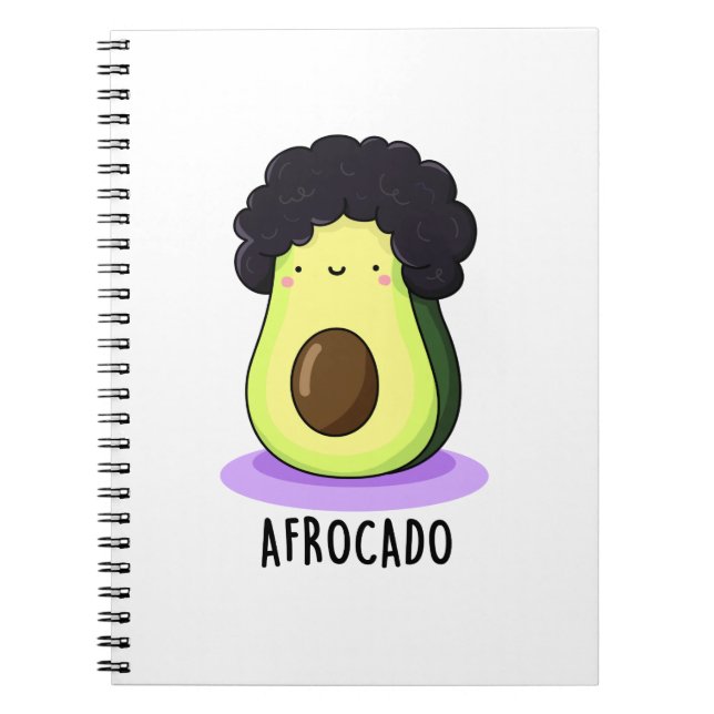 Caderno Espiral Afrocado Abacate Engraçado Com Afro Trocadilho  (Frente)