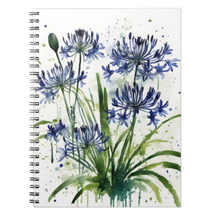 Caderno Espiral Agapanthus - Flores em aquarela capa para iPad min