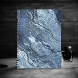 Caderno Espiral Agato Azul Cristalizado | Pedra Derramada Marmoriz