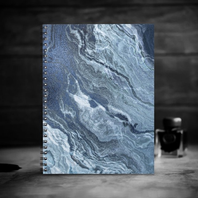 Caderno Espiral Agato Azul Cristalizado | Pedra Derramada Marmoriz (Criador carregado)