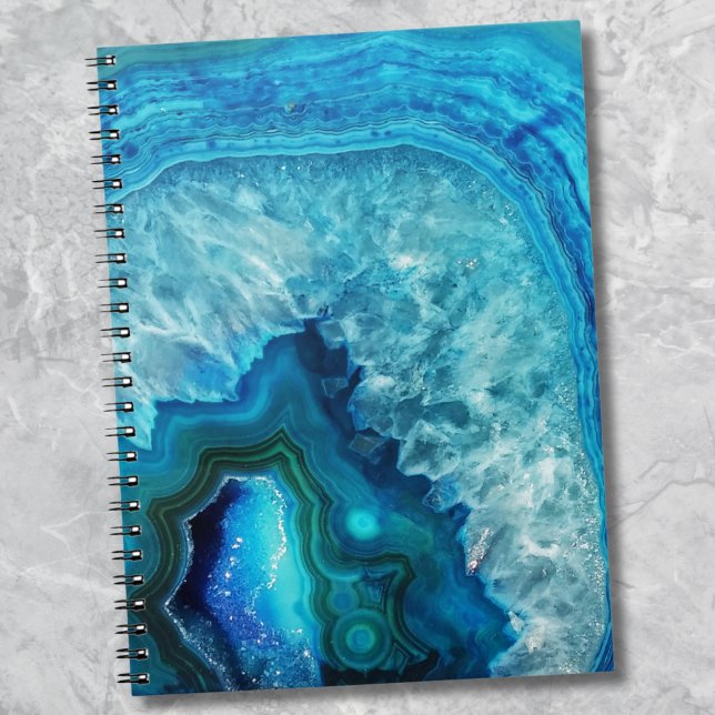Caderno Espiral Agato de mármore azul moderno (Modern Blue Marble Agate notebook)