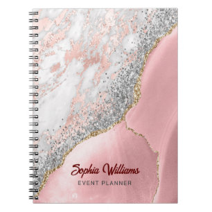 Caderno Espiral Agato de mármore rosa