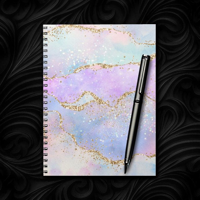 Caderno Espiral Agato de Pastel bonito | Vidro Dourado (Criador carregado)