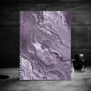 Caderno Espiral Agato roxo cristalalizado   Pedra Marmorizada Mood