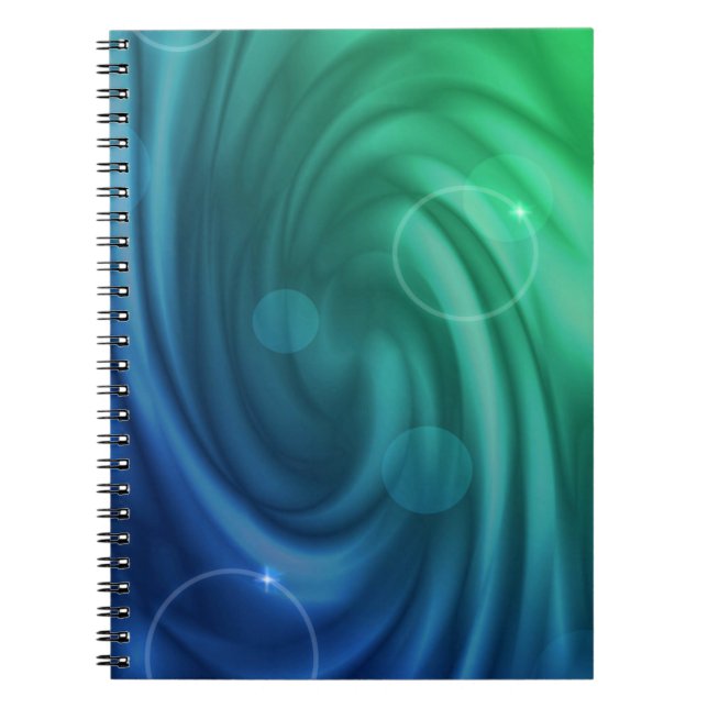 Caderno Espiral Agitação De Cor Azul Suave E Verde (Frente)