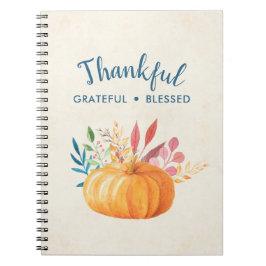 Caderno Espiral Agradeço a sua benção com a Abóbora Laranja