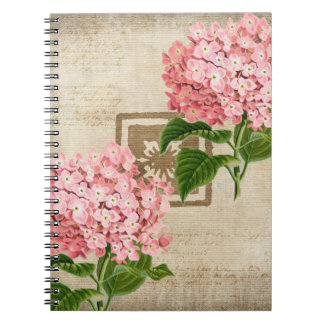 Caderno Espiral Agrupamentos de Hortênsias Rosa II