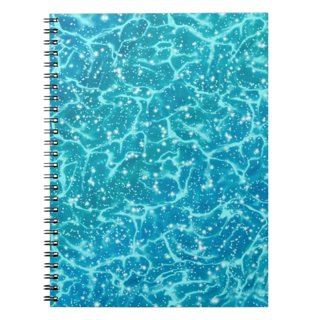 Caderno Espiral Água do mar azul com faíscas (Frente)