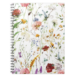 Caderno Espiral Água-marinha Boho Flor Silvestre Primavera Flor