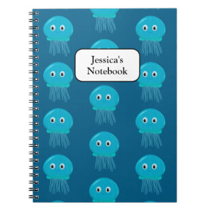 Caderno Espiral Água-viva de desenho animado fofa