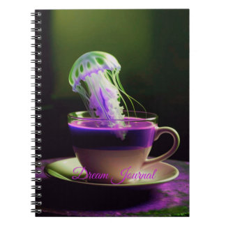 Caderno Espiral Água-viva Surrealista no Diário de Sonhos de Café