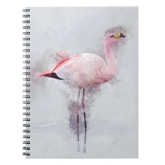 Caderno Espiral Aguarela cor-de-rosa do flamingo (Frente)