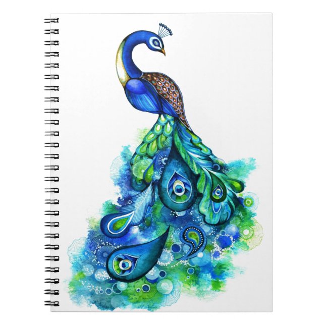Caderno Espiral Aguarela do pavão (Frente)