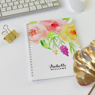 Caderno Espiral Aguarela feminino floral