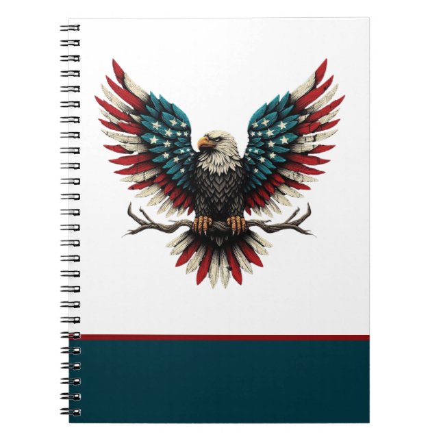 Caderno Espiral Águia-careca americana/patriótica russa (Frente)