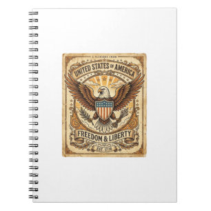 Caderno Espiral Águia Careca Vintage Patriótica Envelhecida