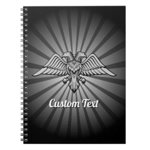 Caderno Espiral Águia de cinza com dois Cabeças