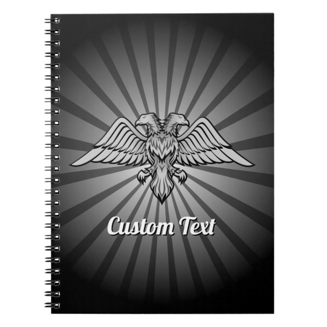 Caderno Espiral Águia de cinza com dois Cabeças (Frente)