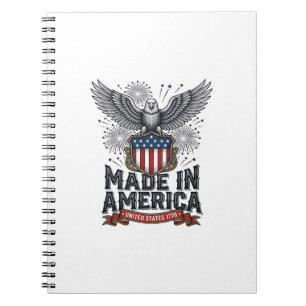 Caderno Espiral Águia Patriótica Feita na América Vintage