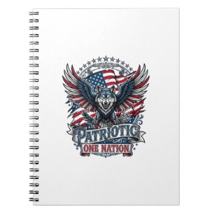 Caderno Espiral Águia Patriótica Lobo Híbrido Animal Híbrido Patri