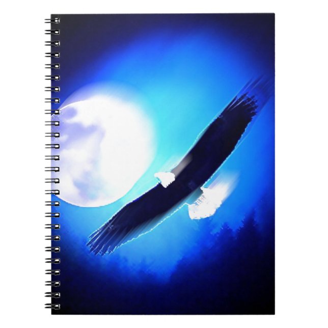 Caderno Espiral Águia Voadora e Lua (Frente)