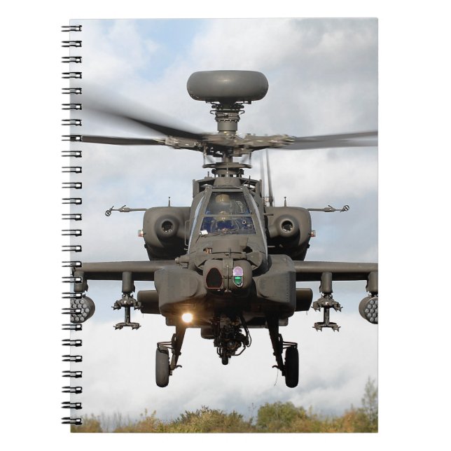 Caderno Espiral ah 64 apache longbow helicóptero militar (Frente)