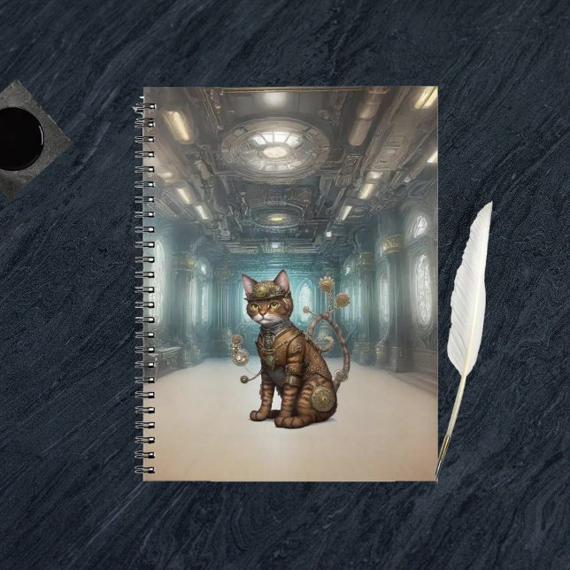 Caderno Espiral AI Steampunk Cat (Criador carregado)