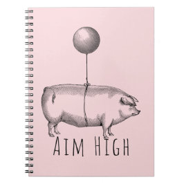 Caderno Espiral Aim High Cute Pig and Balloon Inspirational