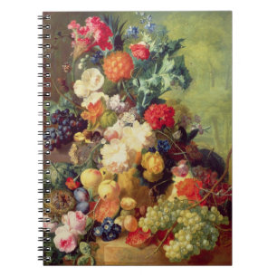 Caderno Espiral Ainda vida com flores e fruta