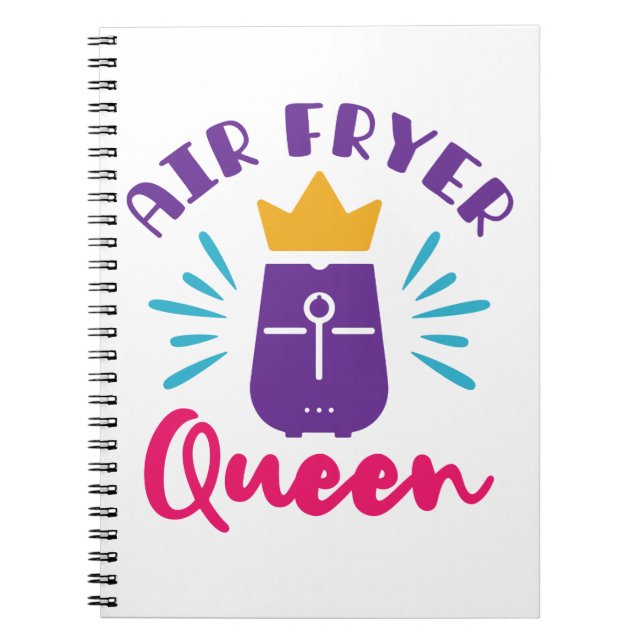 Caderno Espiral Air Fryer Queen Cook Cozinhar Chef Mulheres Menina (Frente)