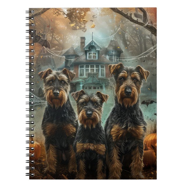 Caderno Espiral Airedale Halloween Night Doggy Delight (Frente)