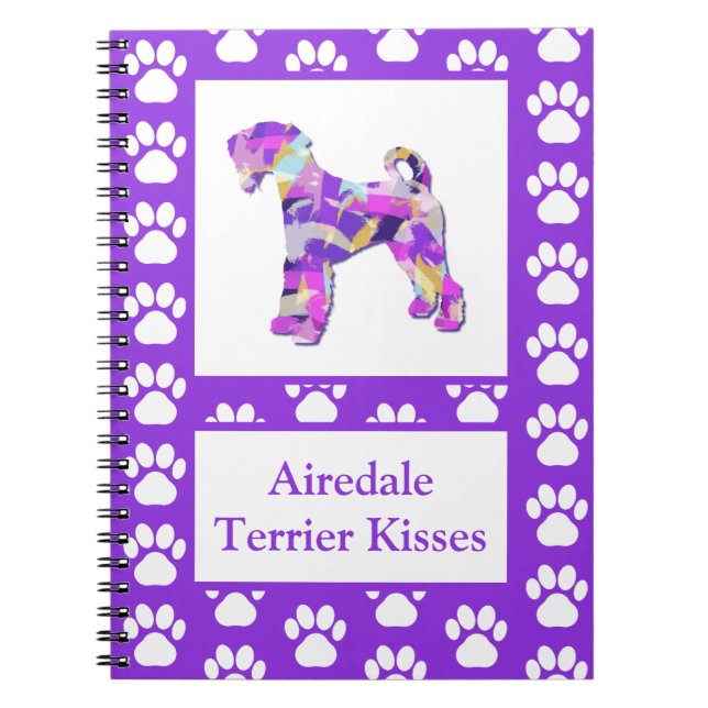 Caderno Espiral Airedale Terrier Dog Kisses Silhouette Cute PPY&B (Frente)