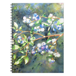 Caderno Espiral Airelas, pintura de fruta romântica