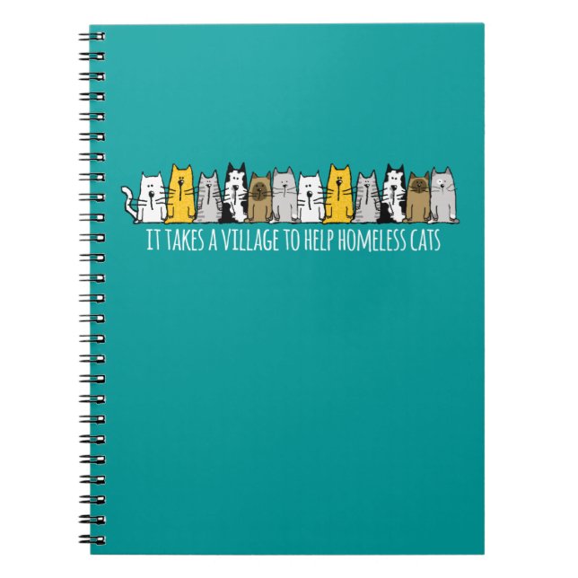 Caderno Espiral Ajuda da aldeia Gatos sem-abrigo (Frente)