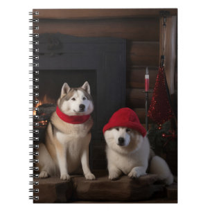 Caderno Espiral Akita ao lado da Lareira Natal