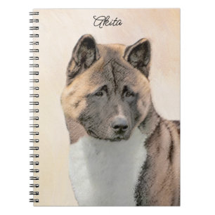 Caderno Espiral Akita Painting - Bela Arte Canina Original