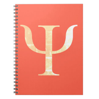 Caderno espiral alaranjado do símbolo da ciência