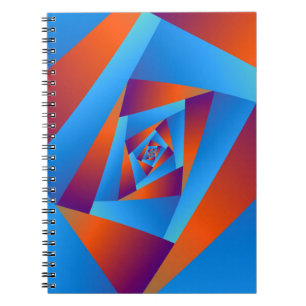 Caderno espiral alaranjado e azul