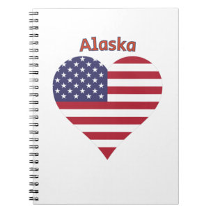 Caderno Espiral Alaska Flag Heart