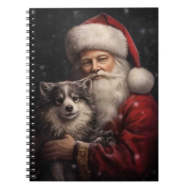 Caderno Espiral Alaskan Malamute no Natal do Papai Noel (Frente)