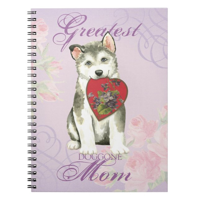 Caderno Espiral Alaskan Malemute Heart Mãe (Frente)