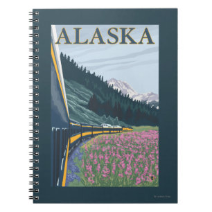 Caderno Espiral AlaskaRailroad e viagens vintage do Fireweed