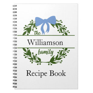 Caderno Espiral Álbum de Receitas com Nome da Família Monograma Ve