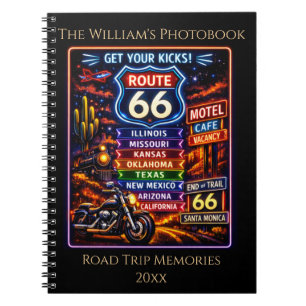 Caderno Espiral Álbum Retro Neon Get Your Kicks Route 66