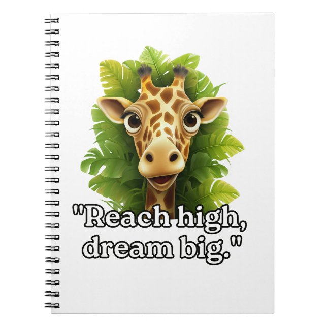 Caderno Espiral Alcance Alto, Sonhe Grande - Notebook Giraffe 📖 (Frente)