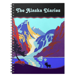 Caderno Espiral Alces do diário do viagem de Alaska do vintage do