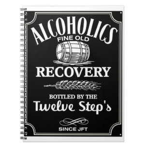 Caderno Espiral Álcool Label Sobriety - 12 Step Addict Alcoólico
