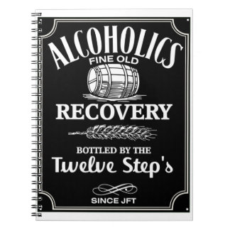 Caderno Espiral Álcool Label Sobriety - 12 Step Addict Alcoólico