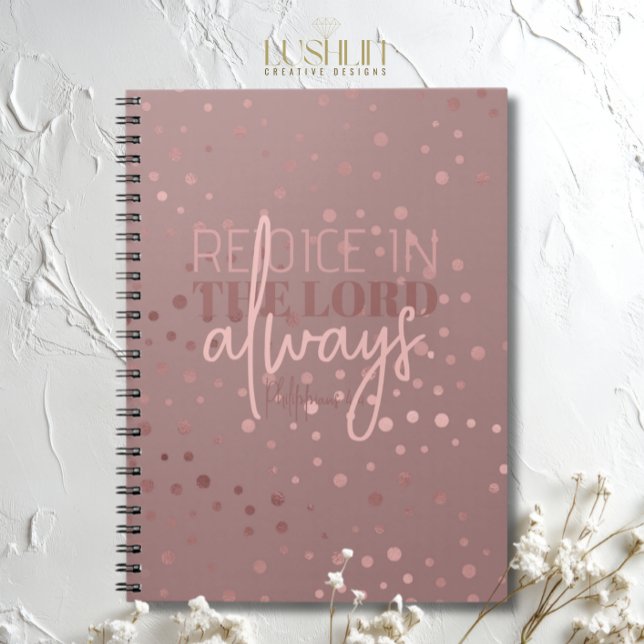 Caderno Espiral Alegra-te no Senhor sempre Phil. 4:4 Nota sobre ro (Criador carregado)