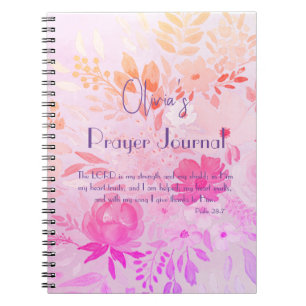 Caderno Espiral Alegre Rosa Roxo Floral Fé Oração Feminina